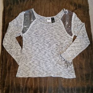 Harley-Davidson Womens silver/gray sequin sweater